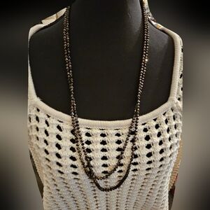 VTG LOFT Faceted Shimmering Black Crystal 60" Flapper Necklace